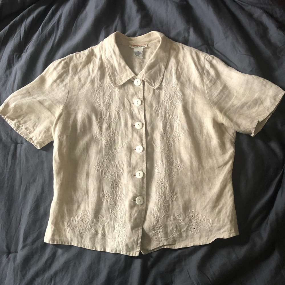 Talbots Cropped Linen Shirt